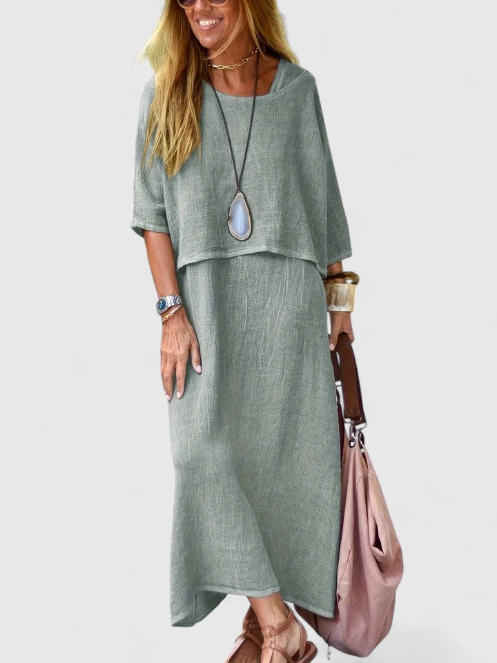 Linen Two-Piece Set Dress Womens - Breezy Versatile Outfit Lea - Heston Manor