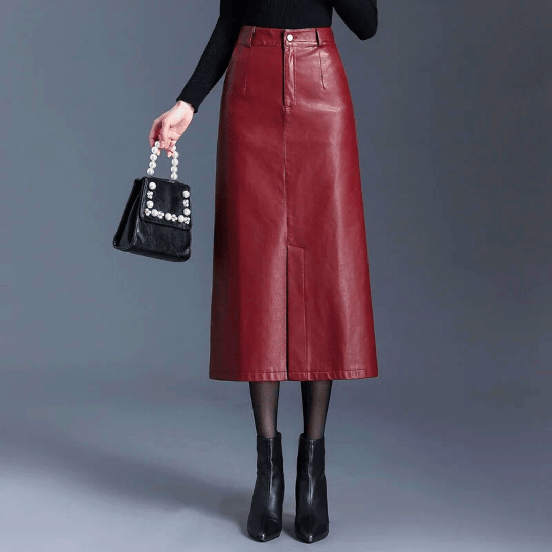 Valencia High-Waist Leather Skirt - Heston Manor