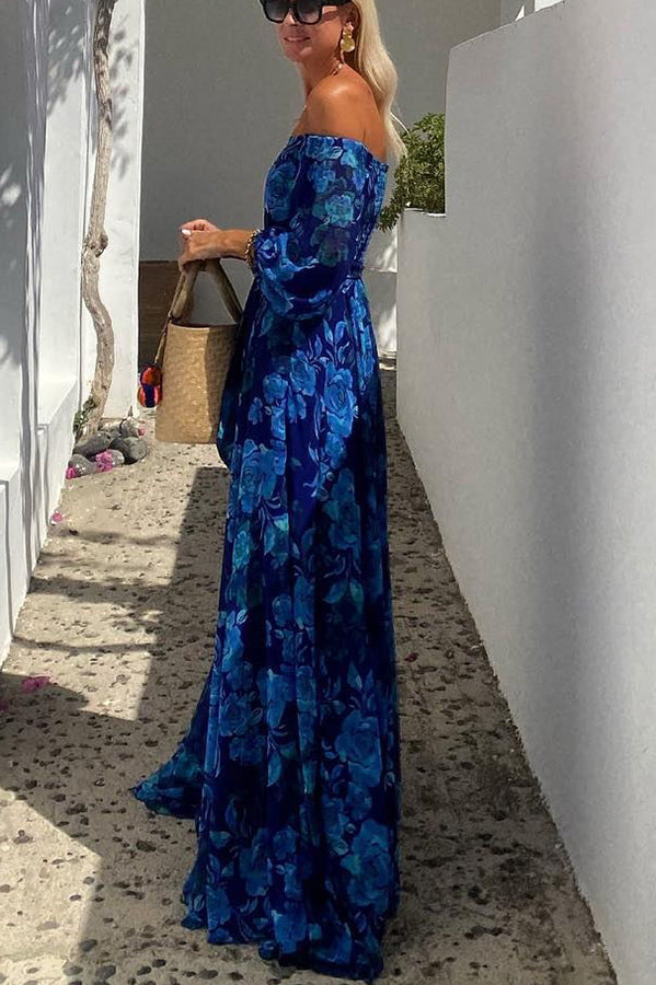 Off-Shoulder Maxi Dress Womens - Floral Evening Chic Blixo - Heston Manor