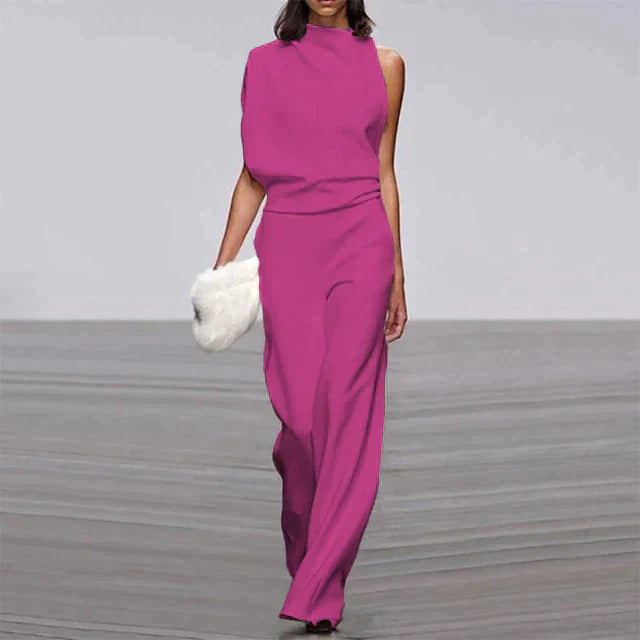 Mock Neck Jumpsuit Womens - Sleeveless Wide-Leg Elegance Vivirose - Heston Manor