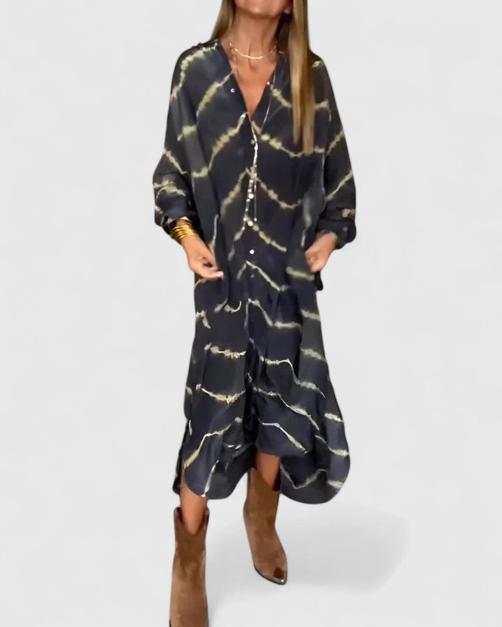 Tie-Dye Shirt Dress Womens - Versatile Button-Down Midi Elorna - Heston Manor