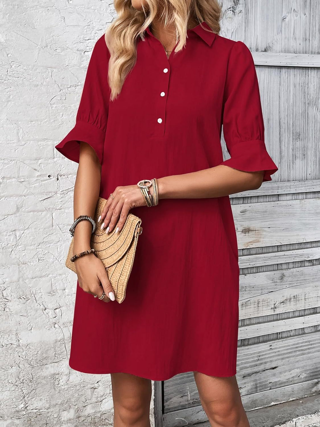 Button-Down Shirt Dress Womens - Versatile Knee-Length Attire Harleena - Heston Manor