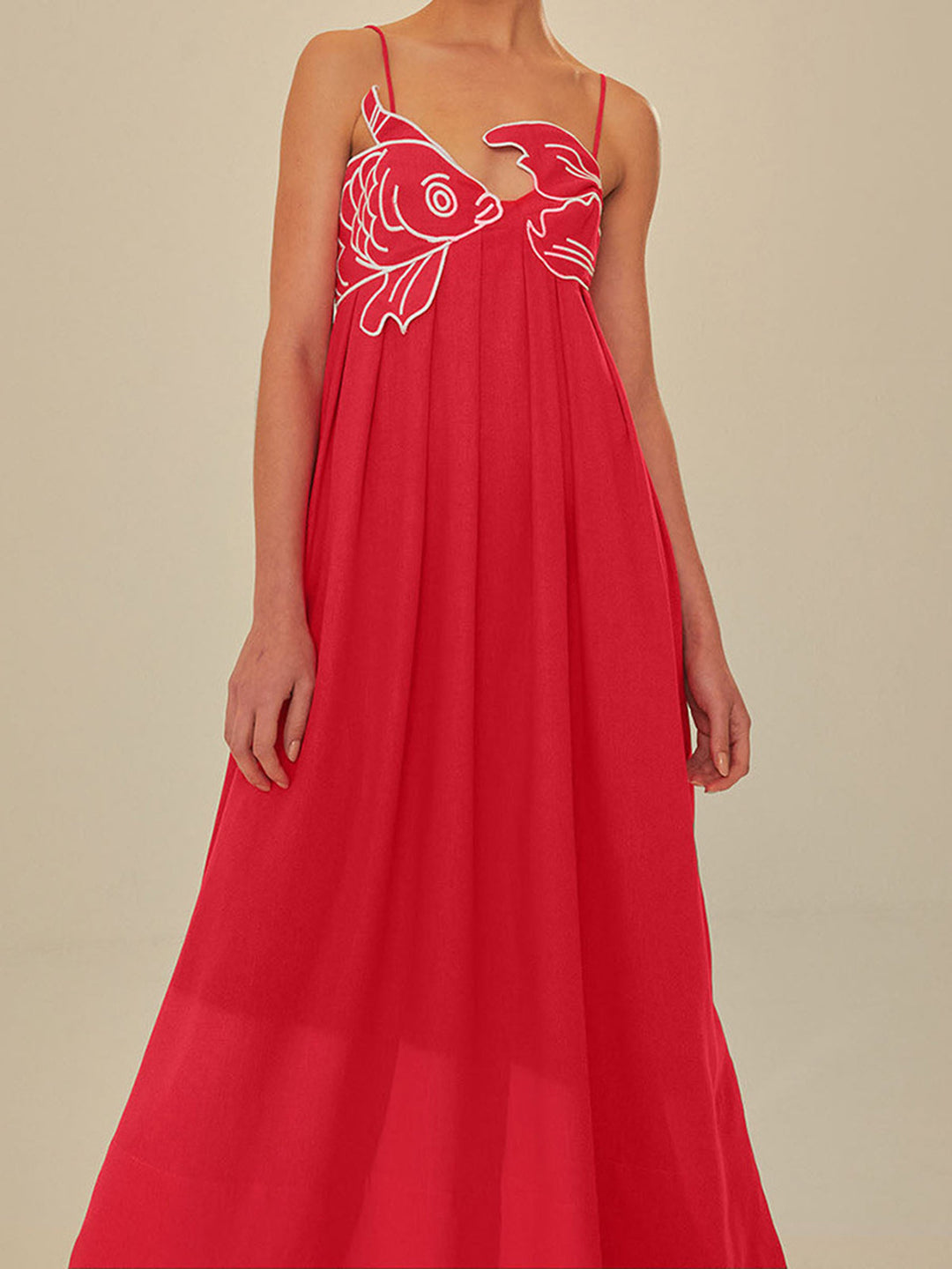Embroidered Maxi Shift Dress Womens - Playful Summer Spaghetti Strap Design Marisolyn - Heston Manor