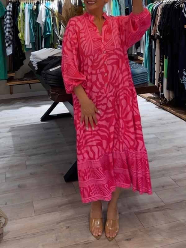 V-Neck Flowy Dress Womens - Tummy Control Loose Fit Elegance Mariglim - Heston Manor