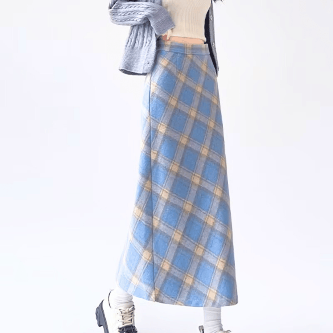 Elliott Cambridge Wool Skirt - Timeless Plaid Midi - Heston Manor