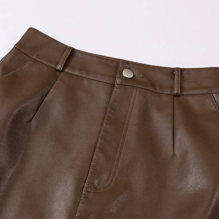 Valencia High-Waist Leather Skirt - Heston Manor