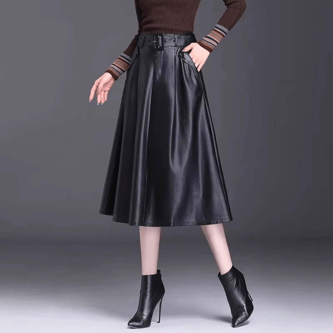 Celeste Marvelle Leather Skirt - A-Line Matte Sheen - Heston Manor