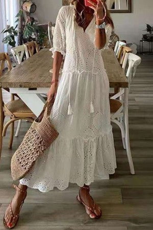 Floral Maxi Dress Womens - Boho V-Neck Tassel Style Floroly - Heston Manor