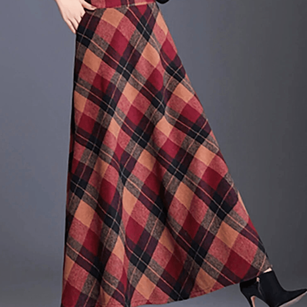 Valeria Plaid Wool-Blend High-Waist Maxi Skirt - Heston Manor