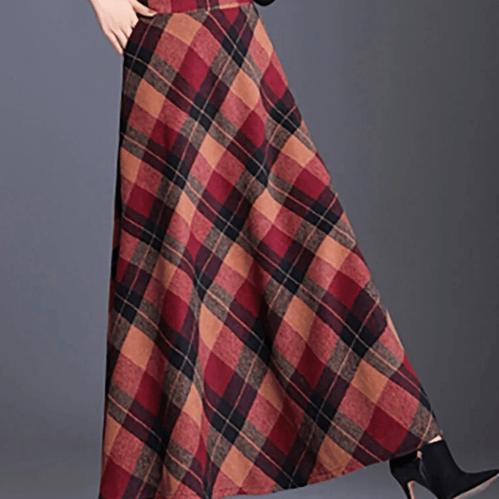 Valeria Plaid Wool-Blend High-Waist Maxi Skirt - Heston Manor