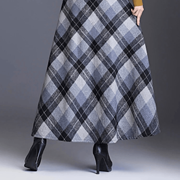 Valeria Plaid Wool-Blend High-Waist Maxi Skirt - Heston Manor