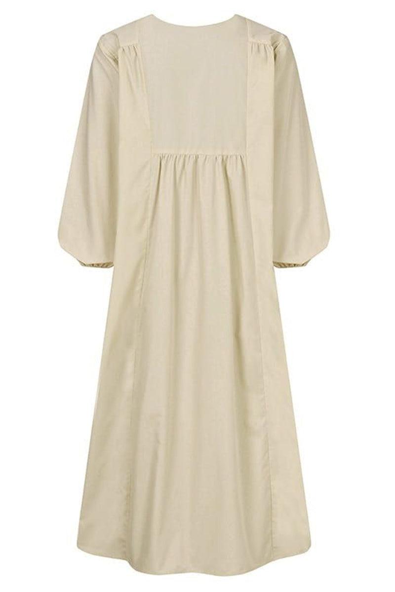 Midi Dress Womens - Smocked Waist Balloon Sleeves Joretta - Heston Manor