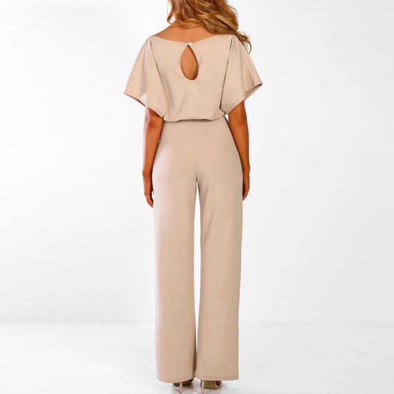 Wide-Leg Jumpsuit Womens - Batwing Sleeves & Self-Tie Belt Elara - Heston Manor