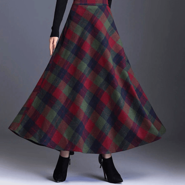 Valeria Plaid Wool-Blend High-Waist Maxi Skirt - Heston Manor