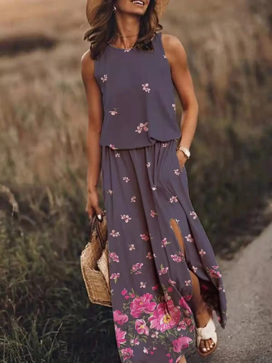 Sleeveless Maxi Dress Womens - Elastic Waist Boho Summer Wear Mayala - Heston Manor