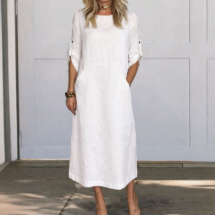 A-Line Draped Dress Womens - Evening Breathable Comfort Poppy - Heston Manor