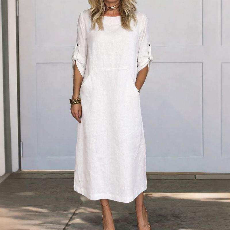 A-Line Draped Dress Womens - Evening Breathable Comfort Poppy - Heston Manor