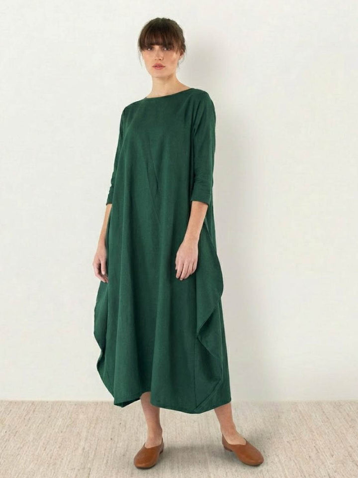 Boho Maxi Dress Womens - Oversized 3/4 Sleeves SerenaFlow - Heston Manor