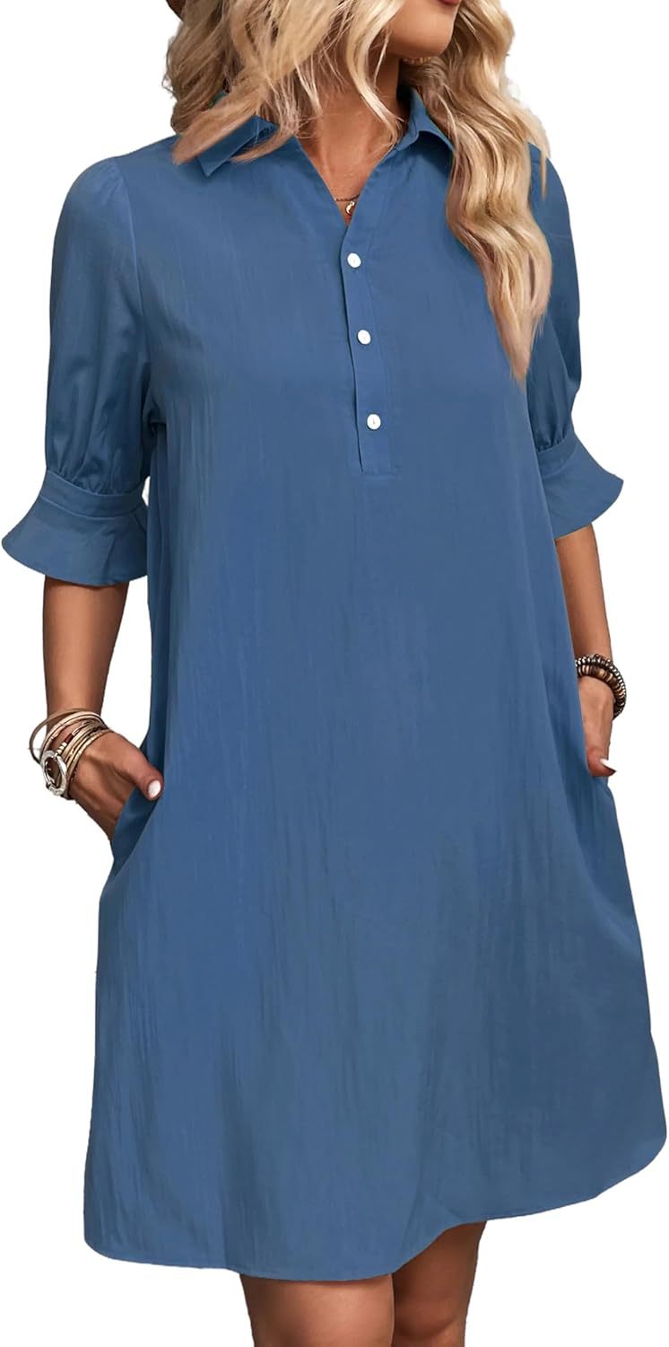 Button-Down Shirt Dress Womens - Versatile Knee-Length Attire Harleena - Heston Manor