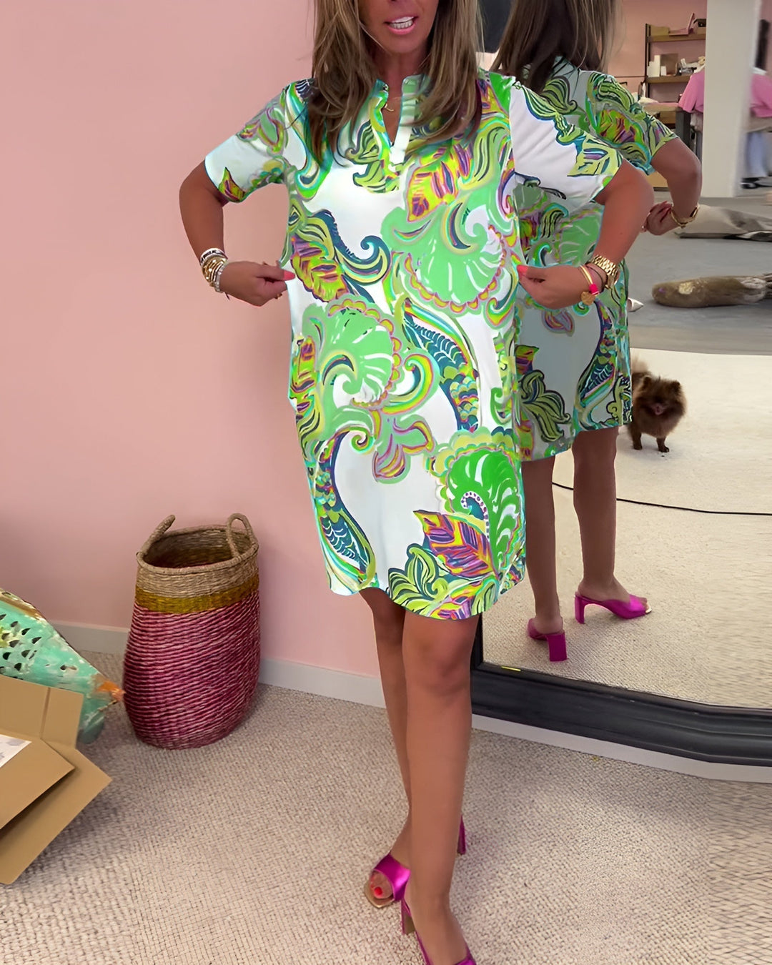 V-Neck Dress Womens - Tummy Control Summer Casual Wear Zephyra - Heston Manor