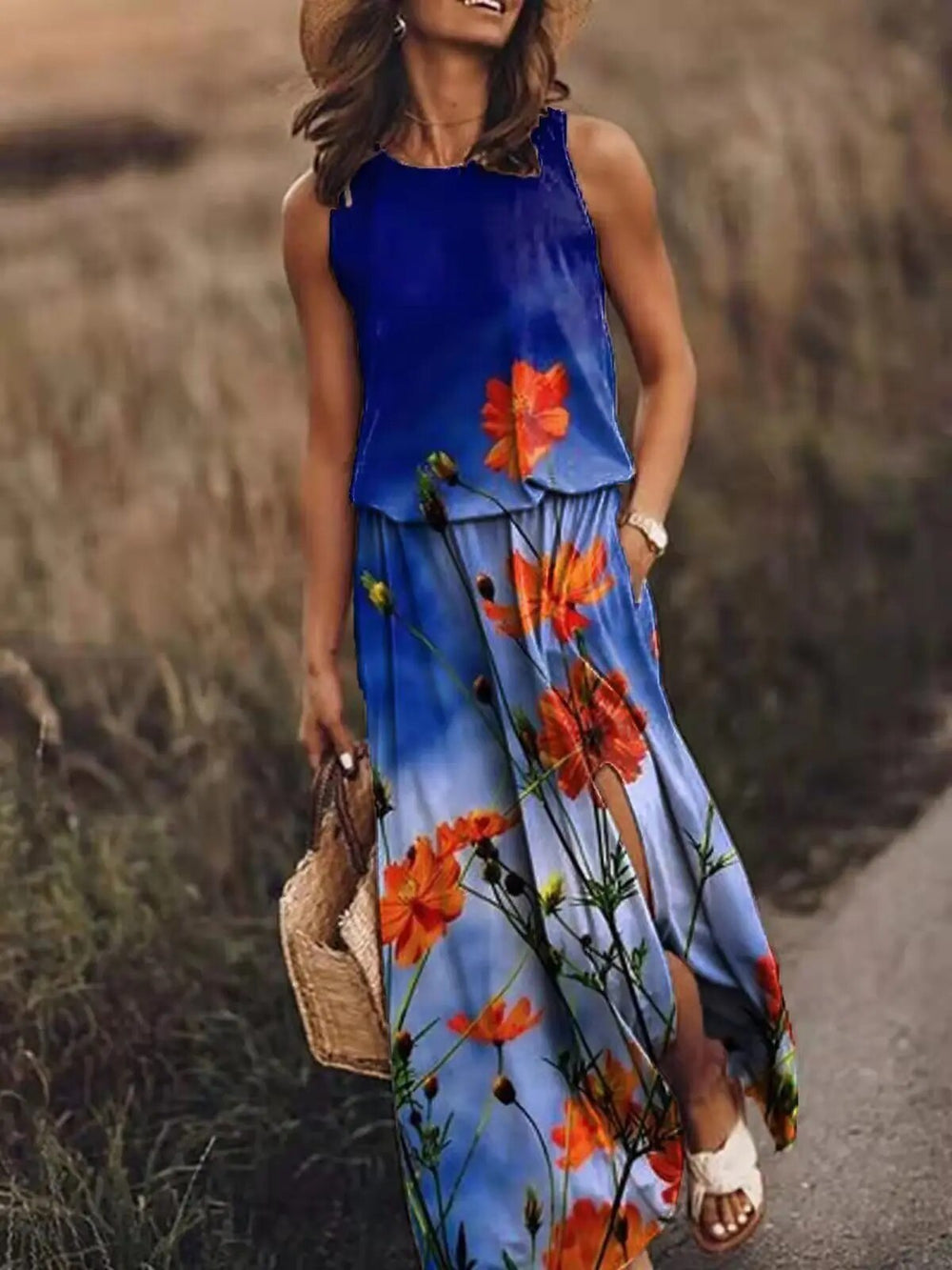 Sleeveless Maxi Dress Womens - Elastic Waist Boho Summer Wear Mayala - Heston Manor