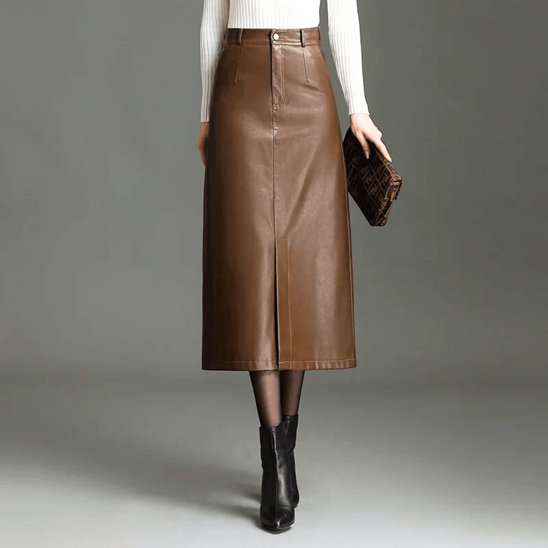Valencia High-Waist Leather Skirt - Heston Manor
