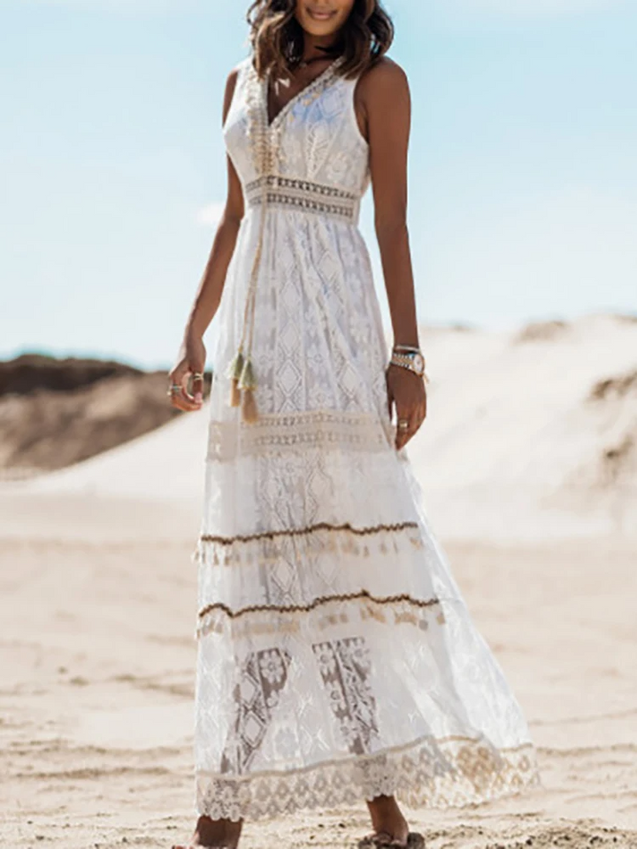 Boho Maxi Dress Womens - Flowy Vintage-Inspired Silhouette Ladelle - Heston Manor