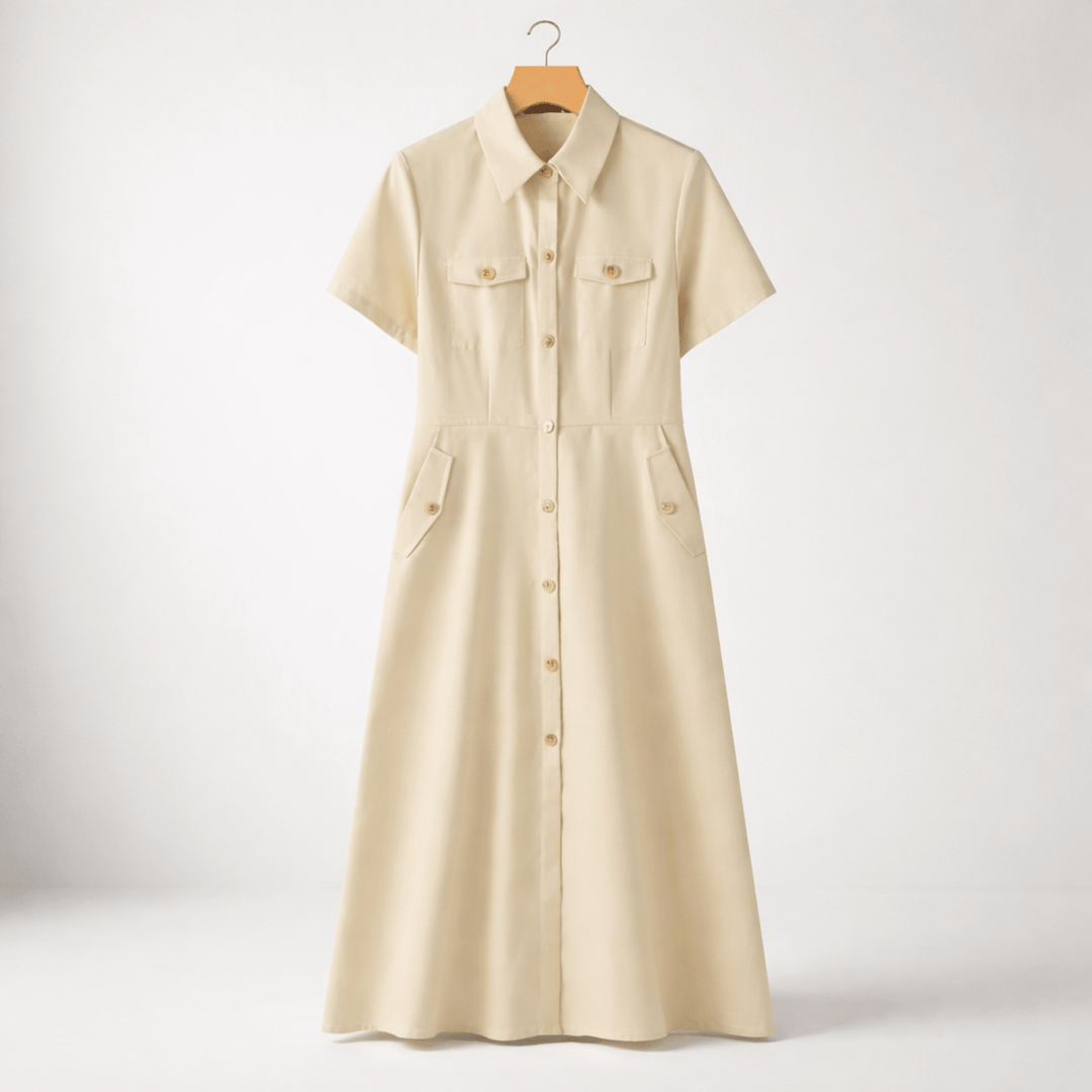 Virelle Polished Gold-Tone Button Dress - Heston Manor