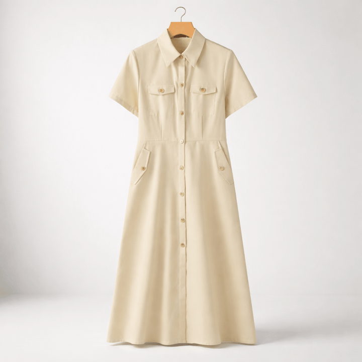 Virelle Polished Gold-Tone Button Dress - Heston Manor
