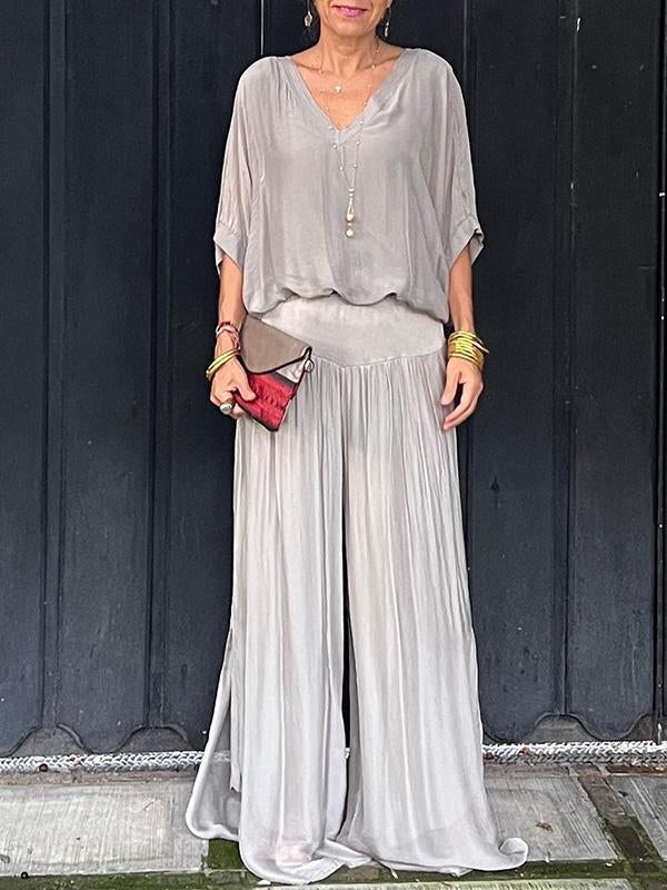 V-Neck Jumpsuit Womens - 2 Piece Batwing Sleeve Set Orabela - Heston Manor