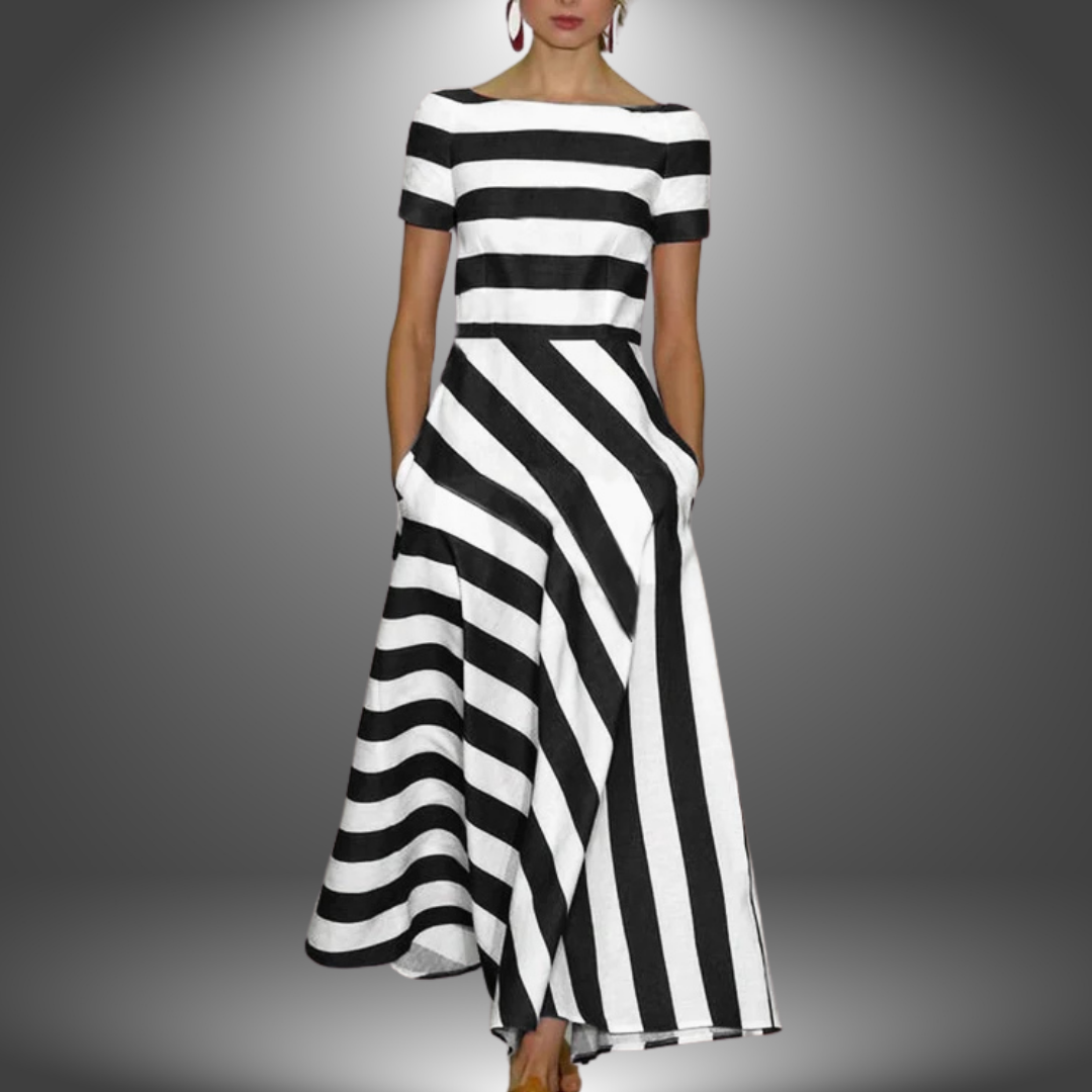 Striped Maxi Dress Womens - Handcrafted Flattering Fit Marceva - Heston Manor