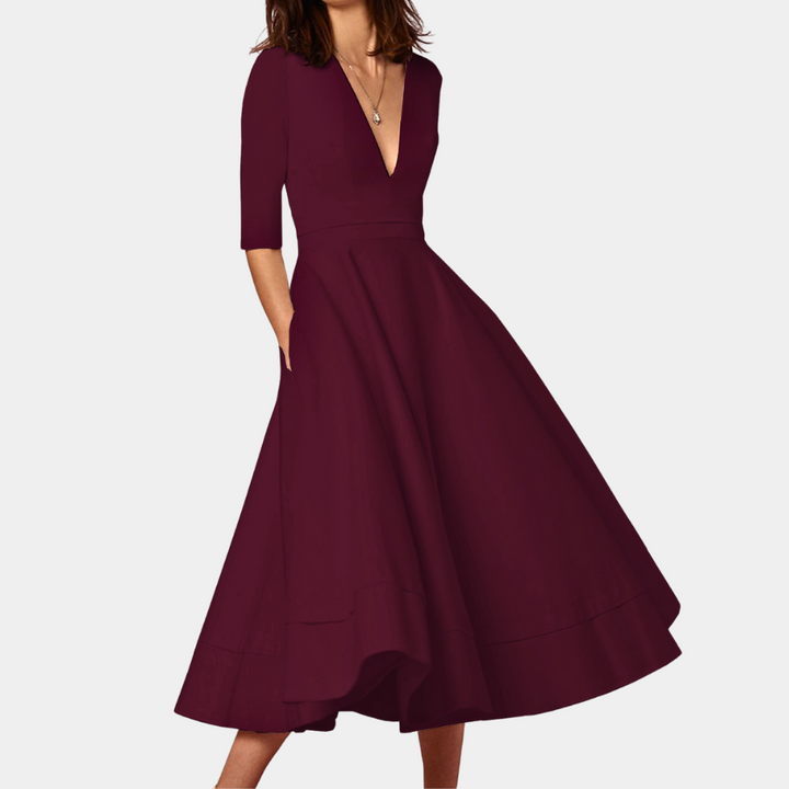 A-Line Midi Dress Womens - Elegant Everyday Comfort Joyelle - Heston Manor