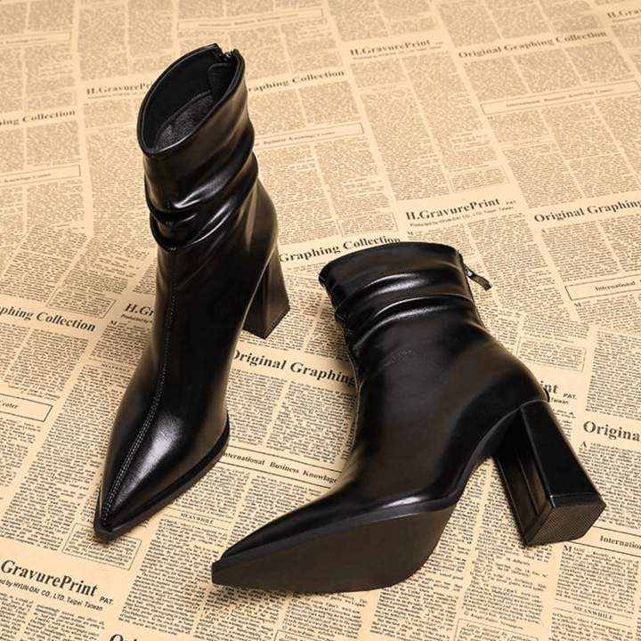 Seraphina Aveline Sculpted Leather Boot - Modern Style and Elegance - Heston Manor