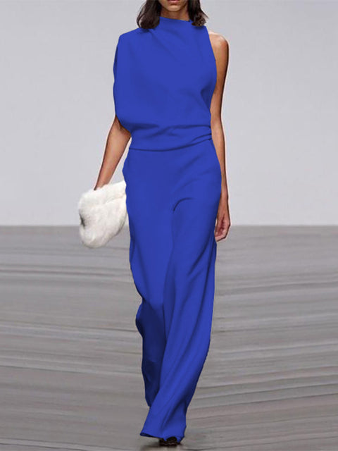 One-Shoulder Jumpsuit Womens - Elegant Wide-Leg Formal Attire Maveno - Heston Manor