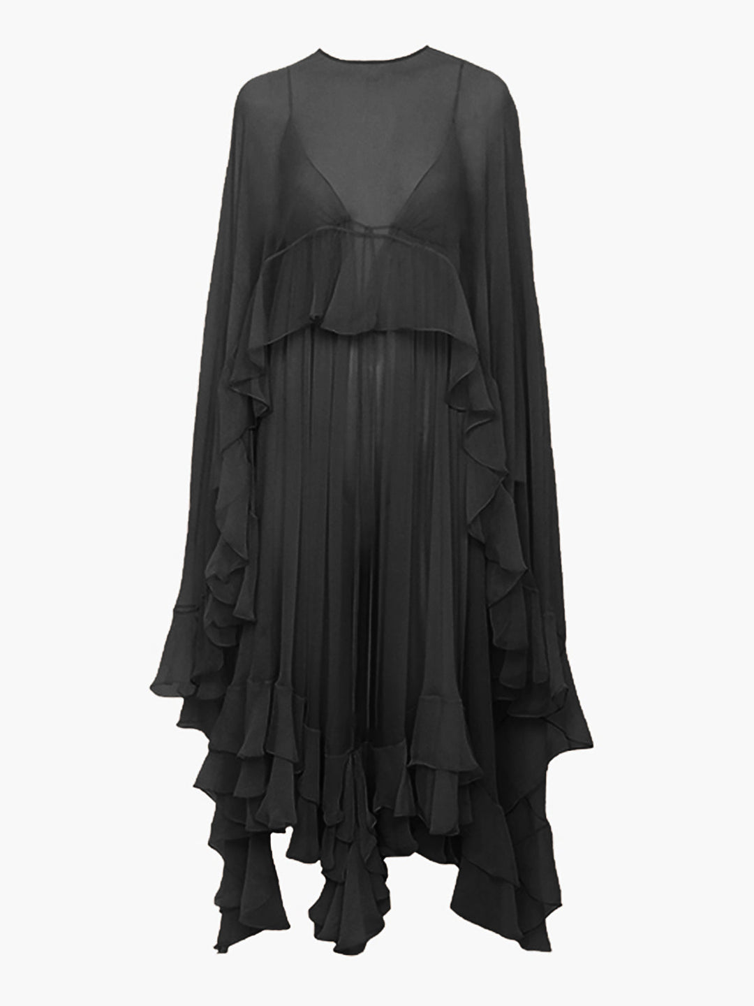 Chiffon Maxi Dress Womens - Elegant Cape Sleeves Seraphina - Heston Manor