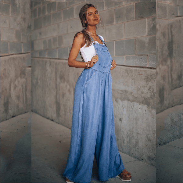 Denim Jumpsuit Womens - Wide-Leg Casual Overalls Arilo - Heston Manor