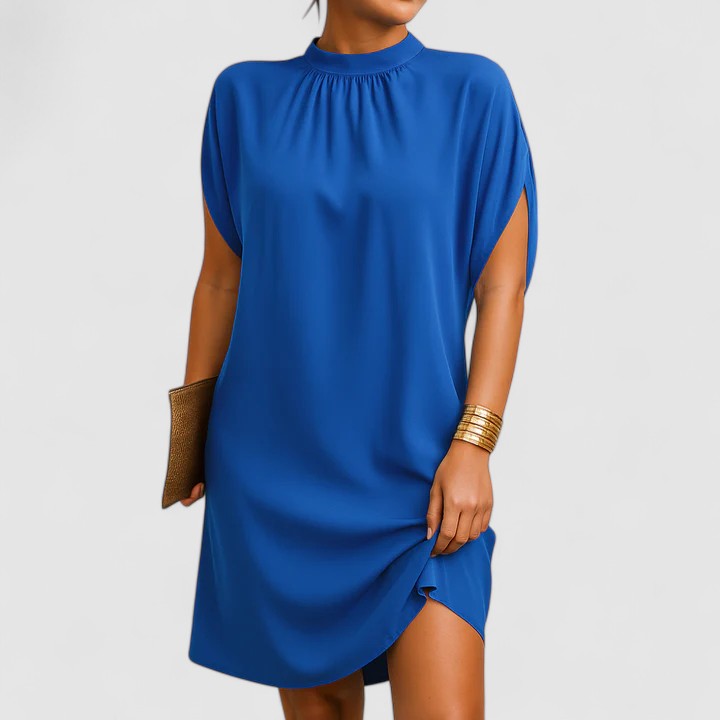 Midi Dress Womens - Mock Neck Split Sleeve Elegant Style Roselia - Heston Manor