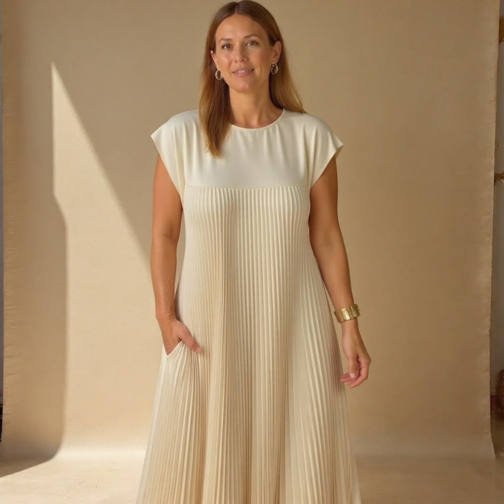 Maxi Dress Womens - Flowy Pleated Cocktail Gown Fernalyn - Heston Manor