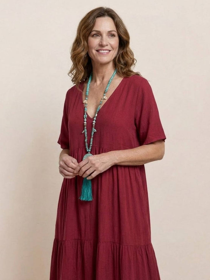 V-Neck Maxi Dress Womens - Tiered Bohemian Summer SiennaX - Heston Manor