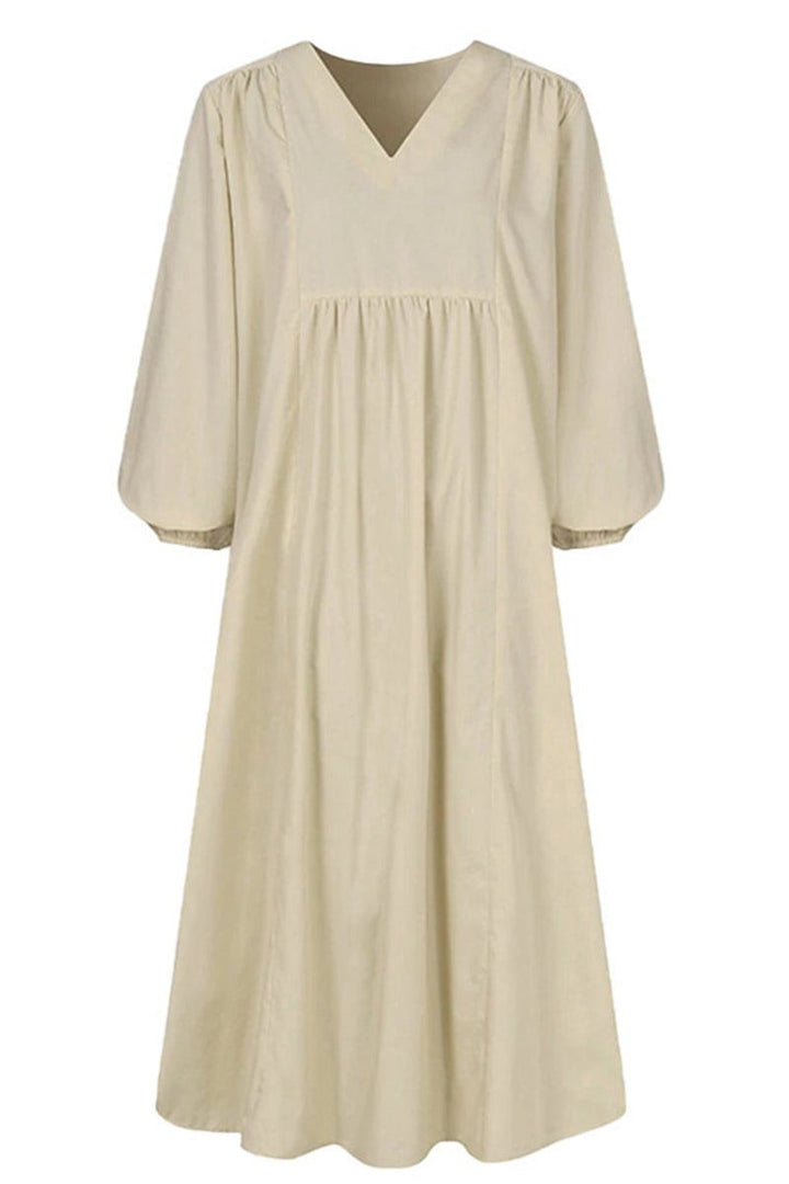 Midi Dress Womens - Smocked Waist Balloon Sleeves Joretta - Heston Manor