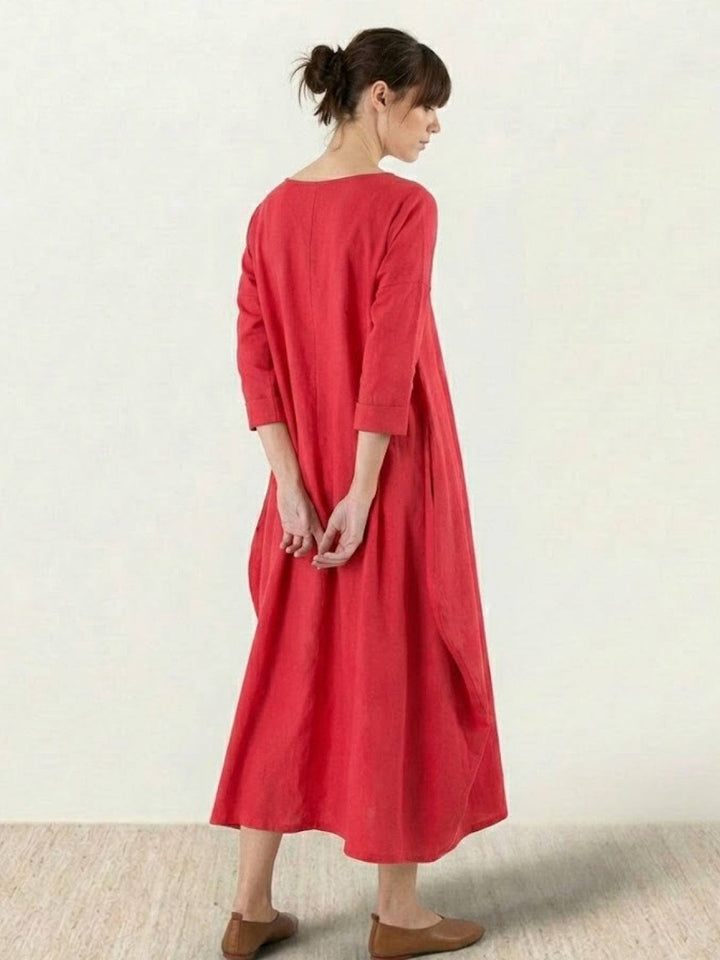 Boho Maxi Dress Womens - Oversized 3/4 Sleeves SerenaFlow - Heston Manor