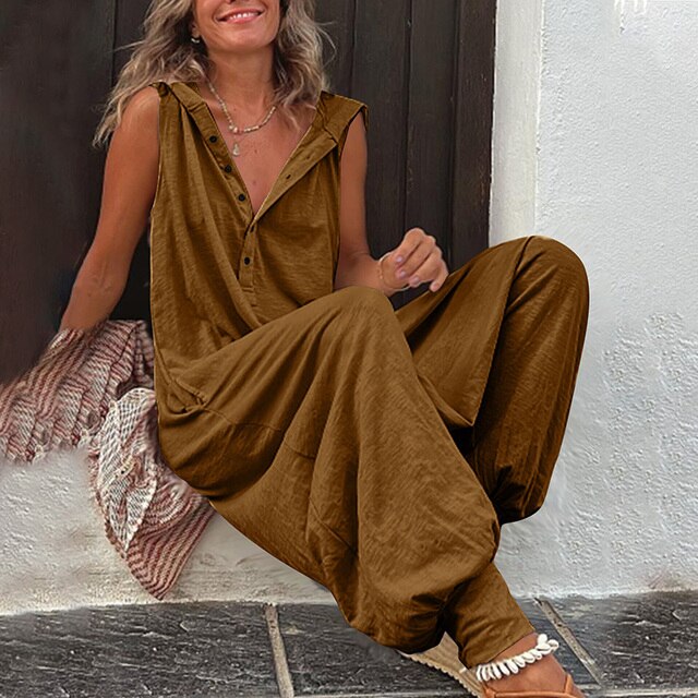 Womens Sleeveless Hooded Jumpsuit - Casual Wide-Leg Style Harperelate - Heston Manor