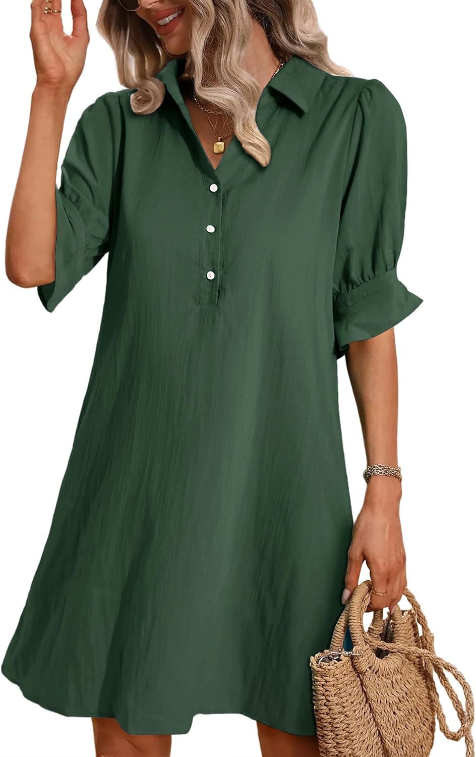 Button-Down Shirt Dress Womens - Versatile Knee-Length Attire Harleena - Heston Manor
