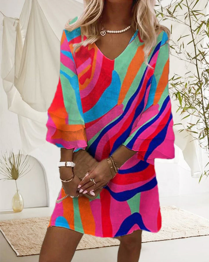 Mini Dress Womens - Vibrant Bell Sleeve Summer Style Zarabelle - Heston Manor