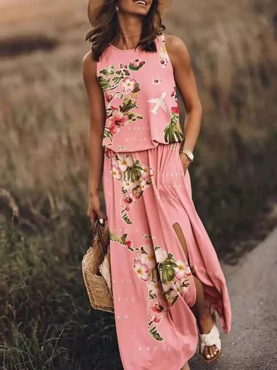 Sleeveless Maxi Dress Womens - Elastic Waist Boho Summer Wear Mayala - Heston Manor