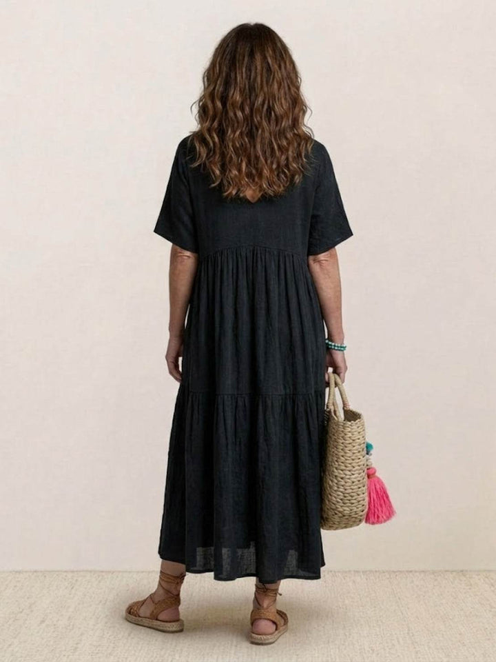 V-Neck Maxi Dress Womens - Tiered Bohemian Summer SiennaX - Heston Manor