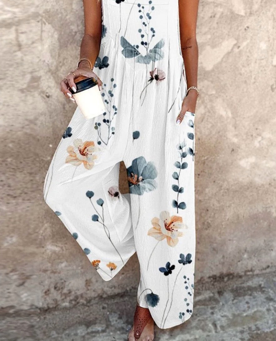 Floral Print Jumpsuit Womens - Wide Leg Summer Overalls Dayglow - Heston Manor