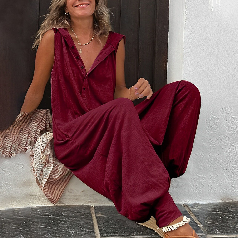 Womens Sleeveless Hooded Jumpsuit - Casual Wide-Leg Style Harperelate - Heston Manor