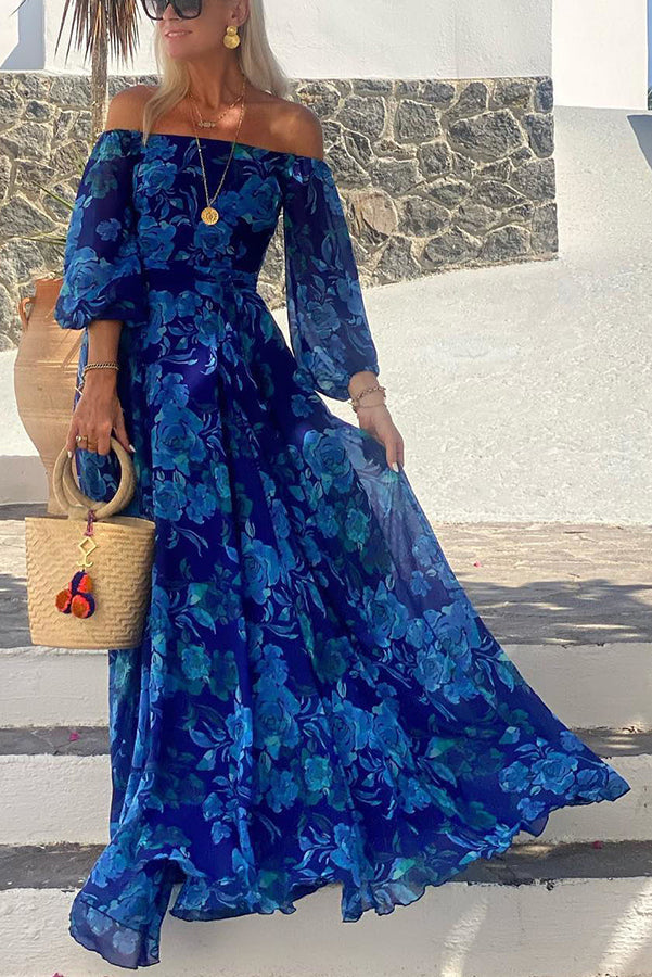 Off-Shoulder Maxi Dress Womens - Floral Evening Chic Blixo - Heston Manor