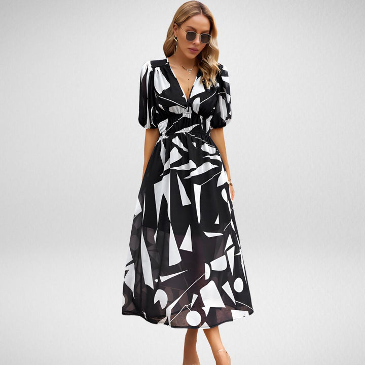 V-Neck Dress Womens - Flowy Feminine Silhouette Viloria - Heston Manor